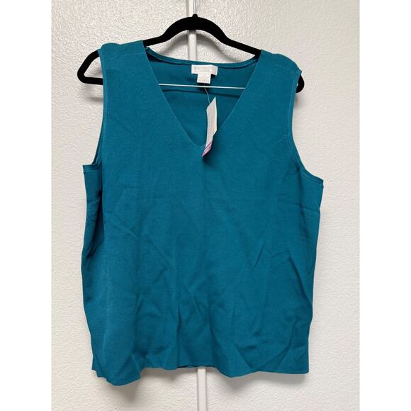Worthington Tops - Worthington Teal Preppy V Neck Stretch Knit Sleeveless Sweater Blouse Size 3X